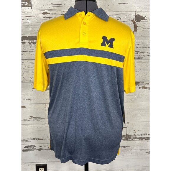 Colosseum Other - COLOSSEUM UNIVERSITY OF MICHIGAN Men's Polo Shirt Blue Maize Sz M NWT